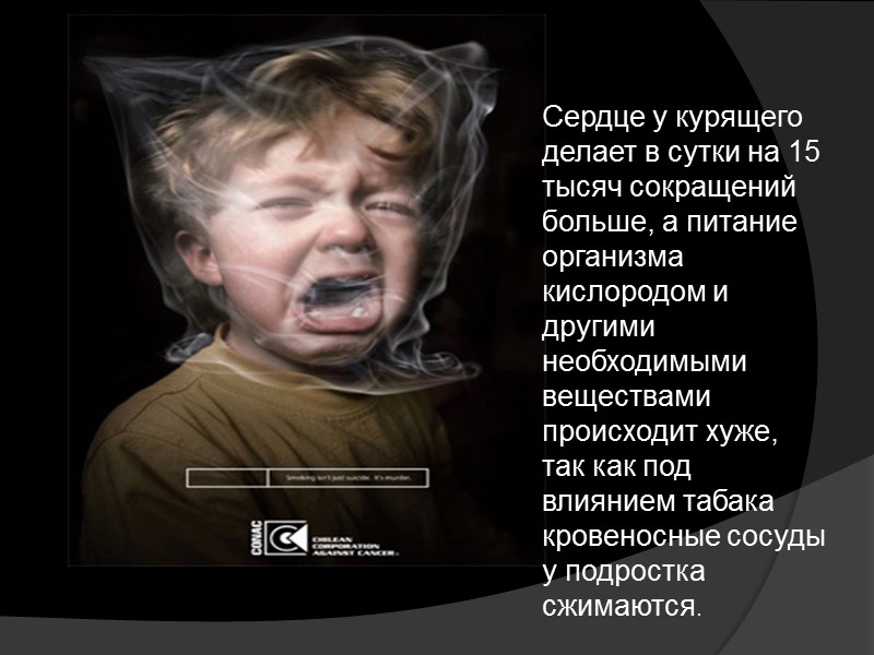 Сердце у курящего делает в сутки на 15 тысяч сокращений больше, а питание организма